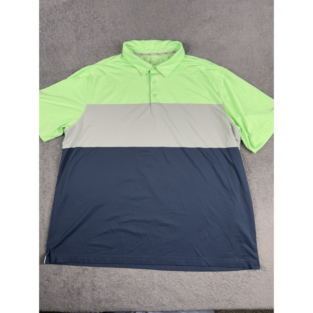 Walter‎ Hagen Golf Polo Shirt Men's 2XL Gray Stripe Golfer*